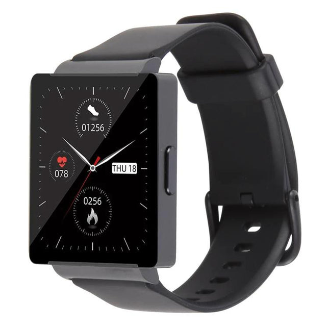 Essential Smart Watch for Daily Health and Activity Tracking — black smartwatch showing heart rate, step count, calories and call reminder on wrist display