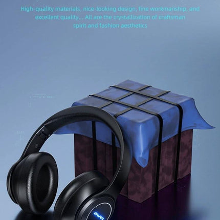 Awei Wireless Headphones With Comfortable Fit For Commuting black Bluetooth over-ear headphones with FM and microSD