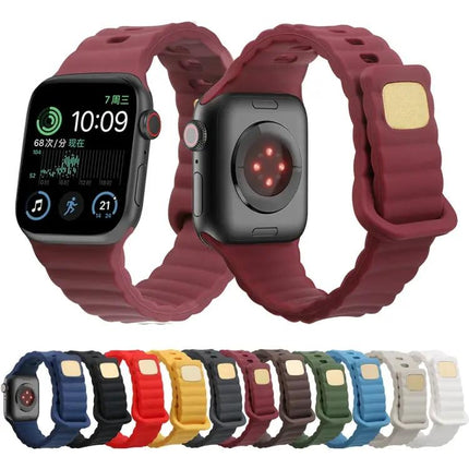 Reverse Buckle Silicone Watch Band For Apple Watch 38-49mm
