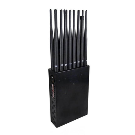 Versatile Portable Mobile Signal Jammer for Everyday Use black 16‑antenna device blocking mobile WiFi GPS signals in meetings and vehicles