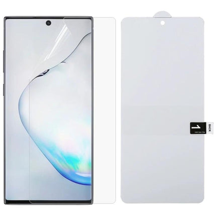 Clear Hydrogel Screen Protector For Samsung Galaxy And Huawei on curved phone display, edge-to-edge clear hydrogel film