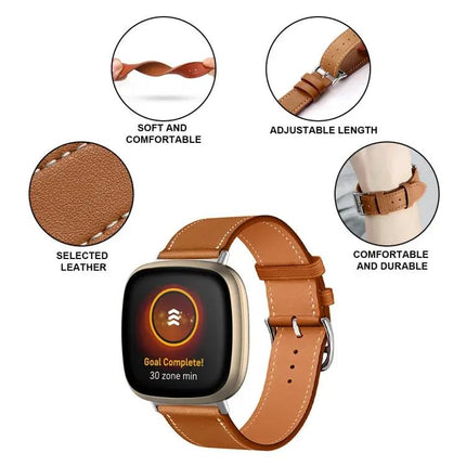 Genuine Leather Watch Band for Fitbit Versa 4 Sense 2
