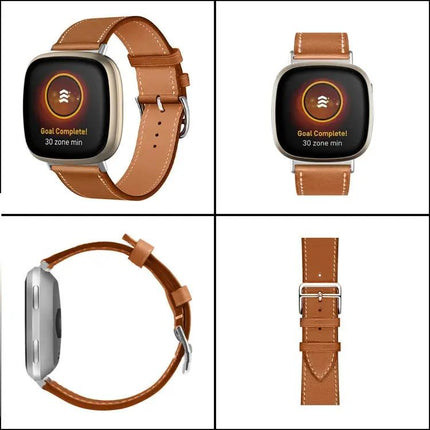 Genuine Leather Watch Band for Fitbit Versa 4 Sense 2