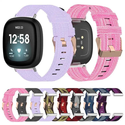 Nylon Canvas Watch Band 23.2mm For Fitbit Versa 4 Sense 2