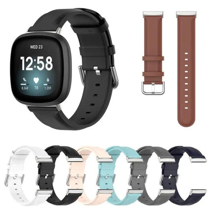 Leather Watch Band For Fitbit Versa 4 Sense 2 95/135mm