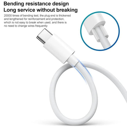 Versatile Type-C Cable for Home and Travel Charging - white lightweight bend-resistant USB-C cable for everyday charging and travel