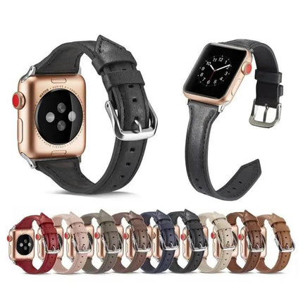 Thin Leather Replacement Watch Band For Apple Watch 38-44mm