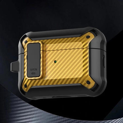 Bumblebee Carbon Fiber Case for Everyday Earphone Protection - rugged gold carbon fiber and PC shell for 360° drop and scratch protection