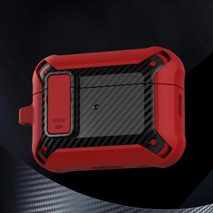 Bumblebee Carbon Fiber Case for Everyday Earphone Protection - red carbon fiber rugged 360° protective case with charge access