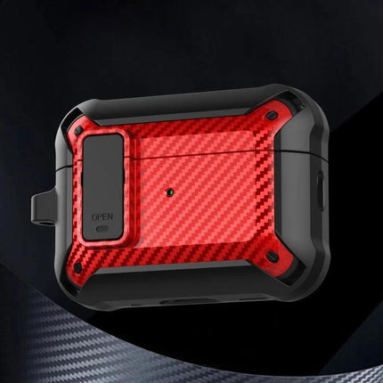 Bumblebee Carbon Fiber Case for Everyday Earphone Protection - red carbon fiber rugged 360° protective earphone case with charging access