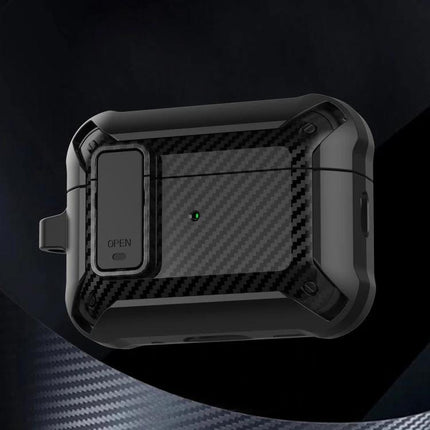 Bumblebee Carbon Fiber Case for Everyday Earphone Protection - rugged carbon fiber and PC shell with 360-degree drop and scratch protection, easy charging access
