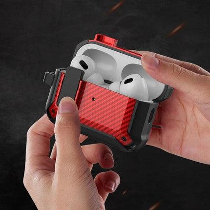 Bumblebee Carbon Fiber Case for Everyday Earphone Protection – red carbon fiber 360° protective charging-friendly case for AirPods, commuter and gym use