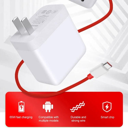 OnePlus 9 Charging Cable for Daily Mobile Essentials - fast charging red USB-C cable and white wall adapter for reliable commute and desk use