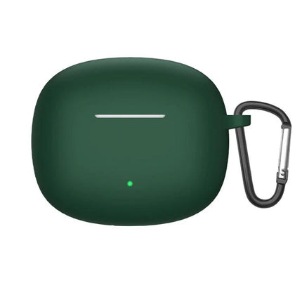 Silicone Case Protects Honor Earbuds for Everyday Use - dark green silicone protective case with carabiner, slim dust and scratch protection