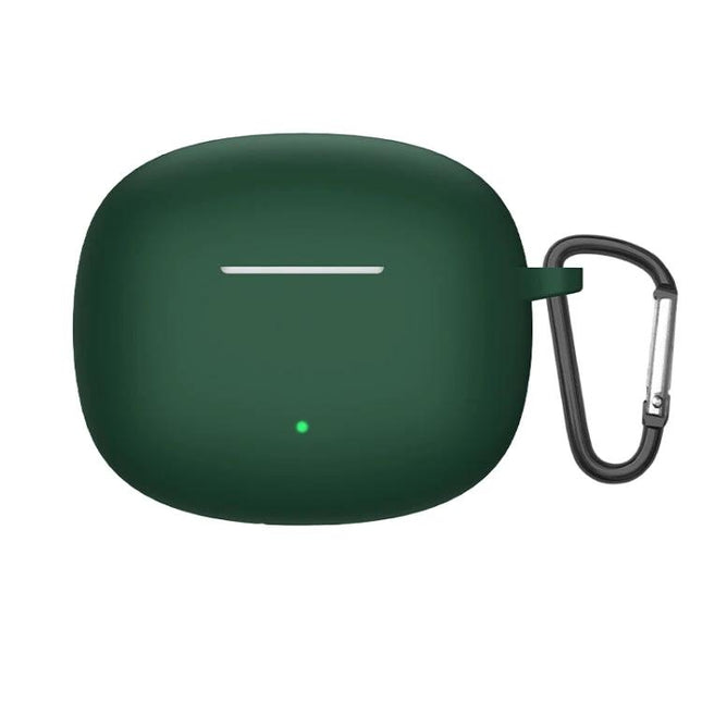 Silicone Case Protects Honor Earbuds for Everyday Use - dark green silicone protective case with carabiner, slim dust and scratch protection