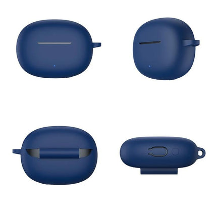 Silicone Case Protects Honor Earbuds for Everyday Use - navy blue flexible silicone protective case showing front, back, top and side views
