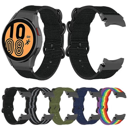 Nylon Three Ring Watch Band For Samsung Galaxy Watch4 Watch5