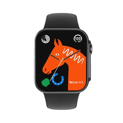 Watch for Daily Health Monitoring and Activity Tracking showing black smartwatch with horse watch face, sleep and step icons