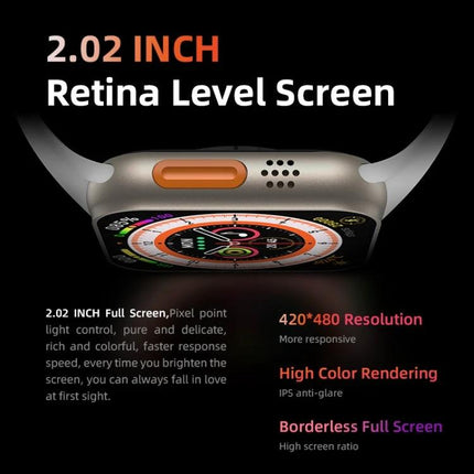 Watch for Daily Health Monitoring and Activity Tracking 2.02 inch retina level screen smartwatch showing full display and health tracking features