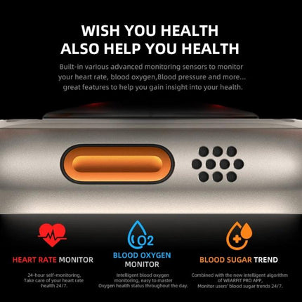 Watch for Daily Health Monitoring and Activity Tracking smartwatch showing heart rate, blood oxygen and sleep monitoring features