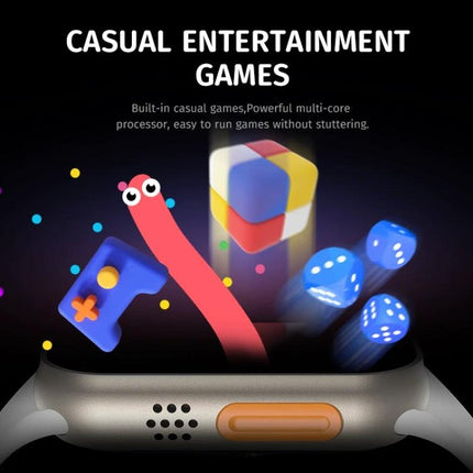 Watch for Daily Health Monitoring and Activity Tracking - smartwatch showing casual entertainment games, dice, controller and colorful icons on screen