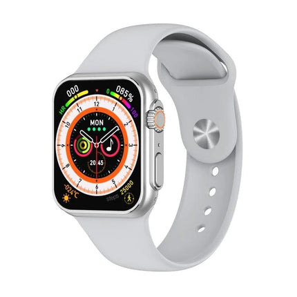Daily Smart Watch for Everyday Activity and Health Tracking showcasing silver case and white band with activity and heart-rate display