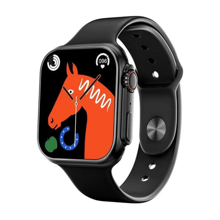 A Practical Smart Watch for Everyday Health and Activity Tracking showing black smartwatch with full touch 2.0-inch IPS display and activity icons