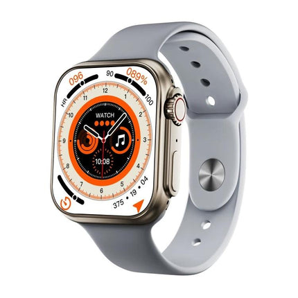 A Practical Smart Watch for Everyday Health and Activity Tracking showing 2.0-inch IPS touchscreen with step, sleep and activity icons on a gray band
