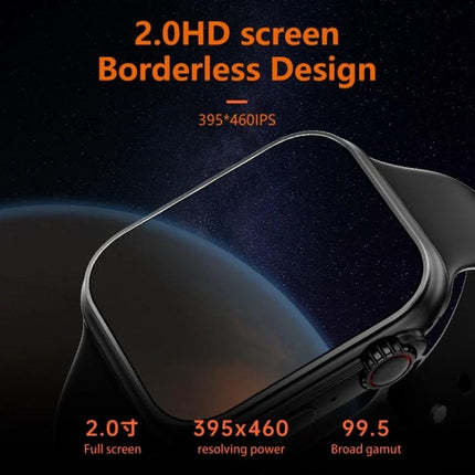 A Practical Smart Watch for Everyday Health and Activity Tracking — 2.0-inch IPS borderless display, 395x460 resolution, sleek black smartwatch
