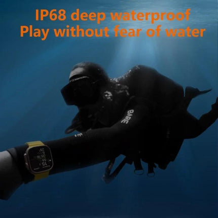 A Practical Smart Watch for Everyday Health and Activity Tracking shown underwater with diver demonstrating IP68 deep waterproof feature