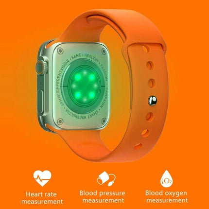 Versatile Smart Watch for Daily Health and Activity Tracking - orange band smartwatch showing heart rate, blood pressure and blood oxygen sensors