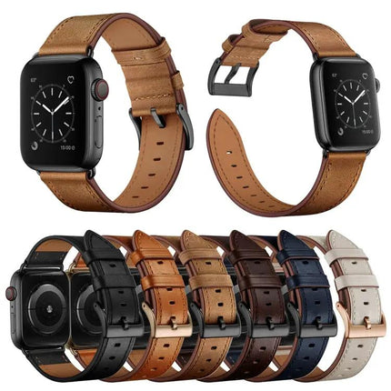 Cowhide Leather Apple Watch Band 38-49mm Compatible