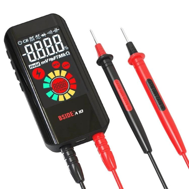 BSIDE A10 Portable Multimeter for Everyday Electrical Testing - compact digital multimeter with probes for voltage and capacitance checks
