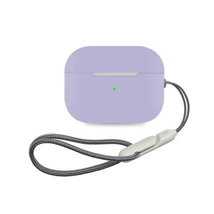 Durable Silicone Case for Protecting Earbuds in Daily Life - lavender silicone earbud case with open charging port and wrist strap