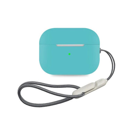 Durable Silicone Case for Protecting Earbuds in Daily Life turquoise silicone earbud case with lanyard and open charging port