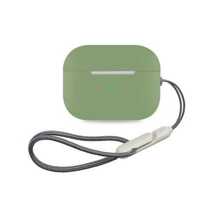 Durable Silicone Case for Protecting Earbuds in Daily Life - green silicone earbud case with open charging port and wrist strap