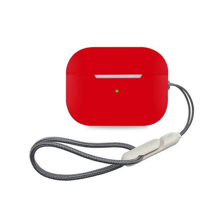 Durable Silicone Case for Protecting Earbuds in Daily Life - red silicone case with wrist strap and open charging port