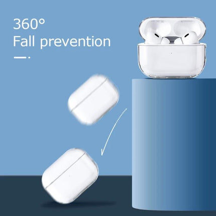 Protective Case for Earphones in Everyday Travel and Home Use clear fall-prevention case showing charging port access and 360° protection