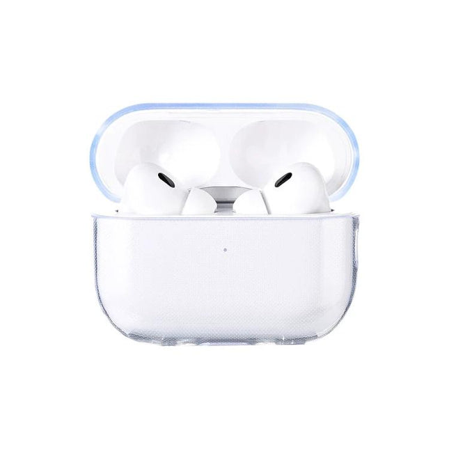 AirPods Pro 2 Case for Daily Commutes and Activities — clear protective case shown open with earbuds inside, easy-access charging