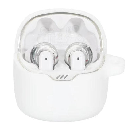 Protective Silicone Case for JBL Tune Flex Daily Use - white silicone cover with charging port cutout