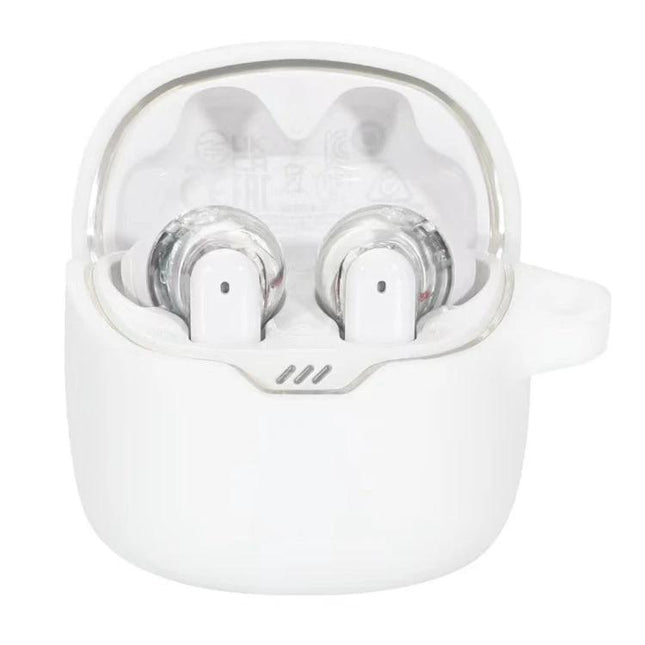 Protective Silicone Case for JBL Tune Flex Daily Use - white silicone cover with charging port cutout