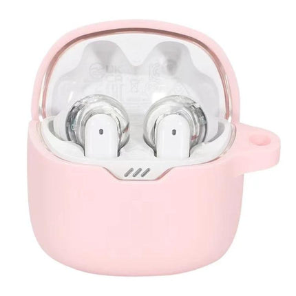 Protective Silicone Case for JBL Tune Flex Daily Use - pink protective case with charging port cutout for earbuds