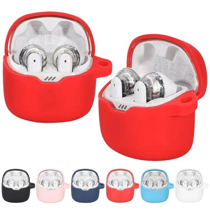 Protective Silicone Case for JBL Tune Flex Daily Use - red silicone earbud case with charging port cutout for daily protection