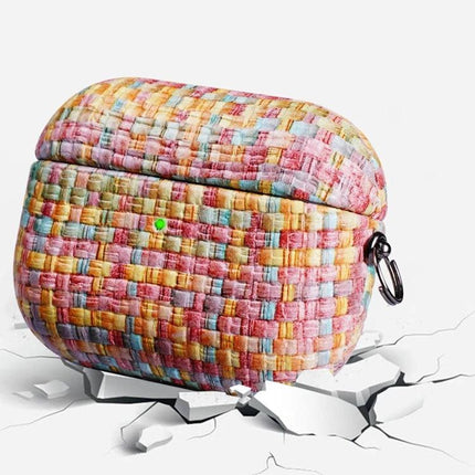 Protective Case for AirPods Pro Suitable for Daily Commutes colorful woven PU cover with keyring for everyday protection