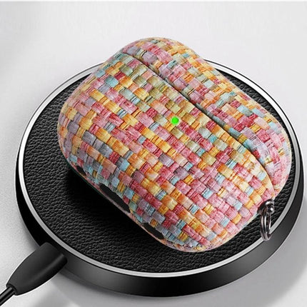 Protective Case for AirPods Pro Suitable for Daily Commutes - colorful woven PU cover protecting AirPods Pro during walking, biking, or transit