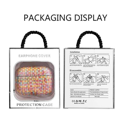 Protective Case for AirPods Pro Suitable for Daily Commutes – multicolor woven PU earphone cover in retail packaging display