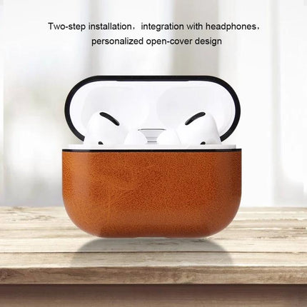 Leather Case with Carabiner for Secure AirPods on the Go - Brown PU leather protective AirPods case with carabiner, slim clip-on design