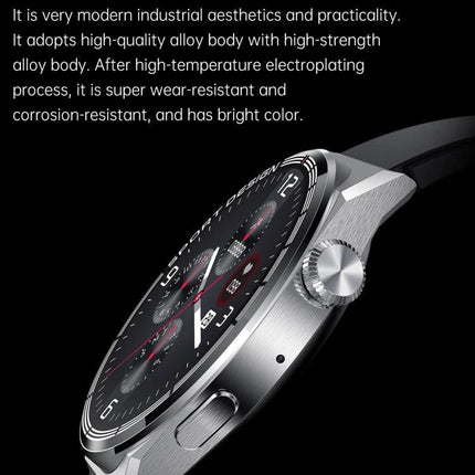 MD3MAX Smart Watch for Daily Health and Activity Tracking showing silver alloy case, 1.39-inch 390x390 display and strap from angled close-up
