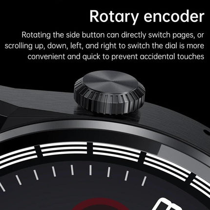 MD3MAX Smart Watch for Daily Health and Activity Tracking - close-up of rotary encoder crown and 1.39-inch watch bezel