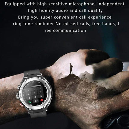Smart Watch with Integrated Headset for Daily Activities and Music showing call interface and fitness tracking on wrist during outdoor run